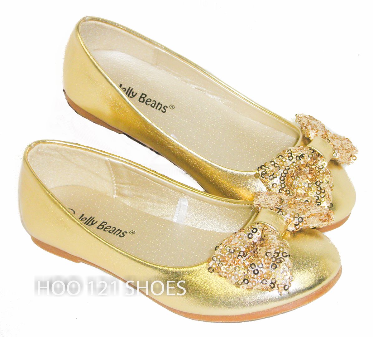 ... Beads Girls Kids Ballet Flats *Casual or Pageant Dress Shoes* GOLD 2