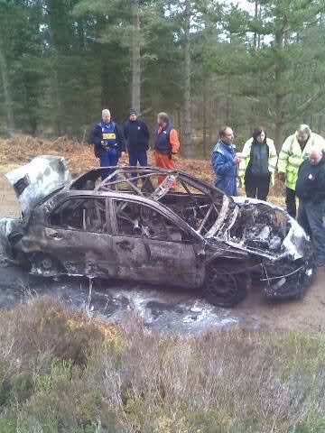 Unfortunately car 30 the Evo IX of Stuart Walker caught fire and as you can