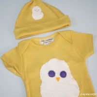 Things with Wings: fluffy baby owls on organic baby set