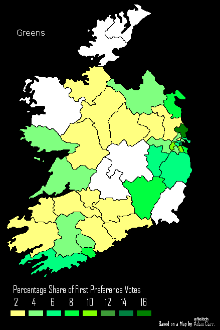 ireland legislative election 2007 map results greens