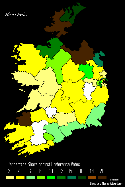 ireland legislative election 2007 map results sinn fein