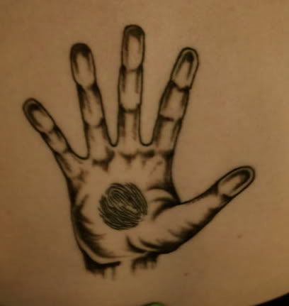 handprint tattoo. that is my hand print,