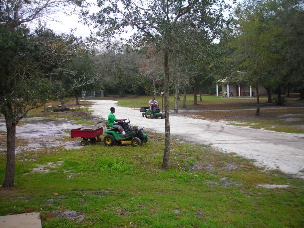 driving the lawn tractor