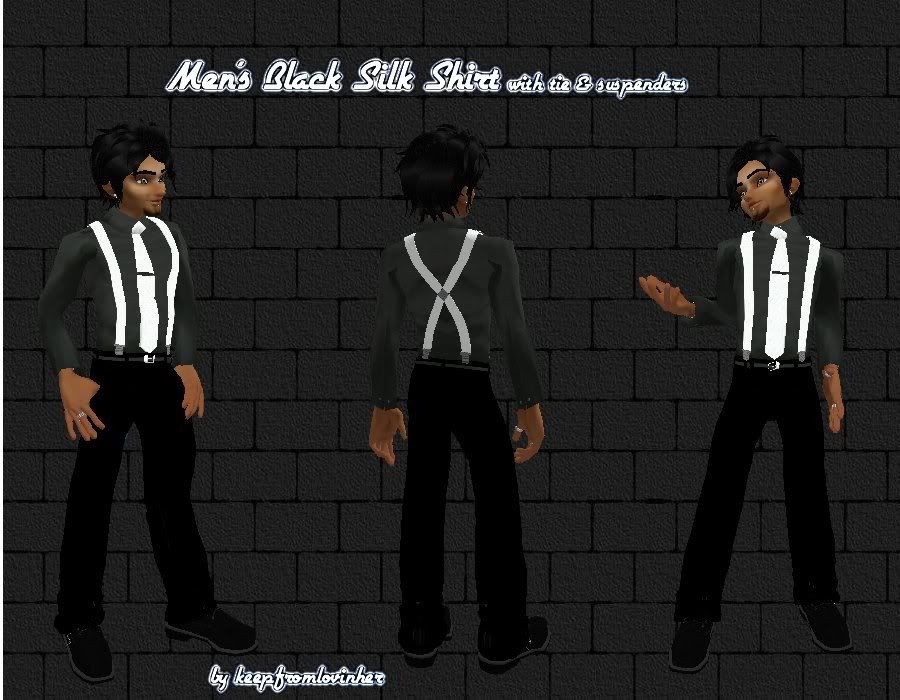 BlackSilkShirt,black,tie,white,suspenders,IMVU,keepfromlovinher