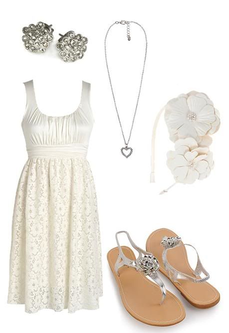 This outfit is perfect for a beach wedding with the flat sandals and