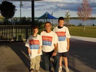 With two young supporters in Memorial Park, Forest Lake, Sept. 4, 2008.