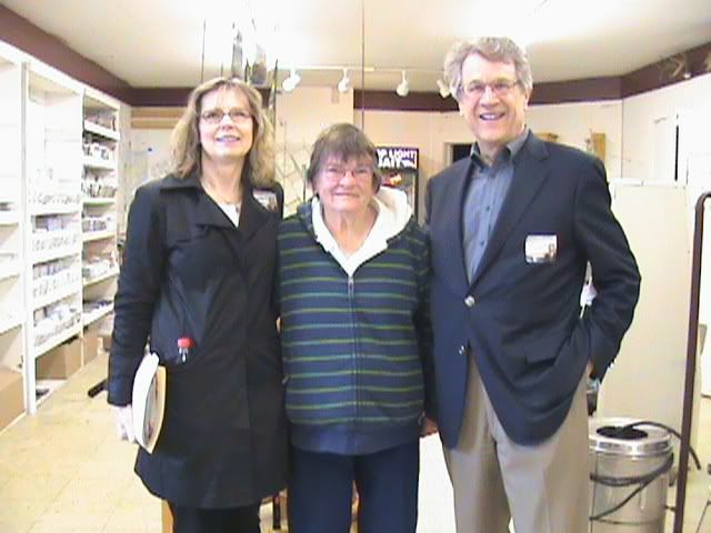 Caroline Beuning (mother of Stop Light Bait owner Laurie Hansen), flanked by Libby and Tom Horner, May 12, 2010.