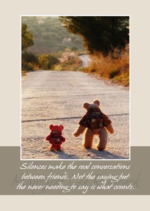 Two teddy bears walking home. Teddy Bear Greeting Card