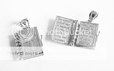 14K WHITE Gold BIBLE w/ Lords Prayer Pendant Charm  