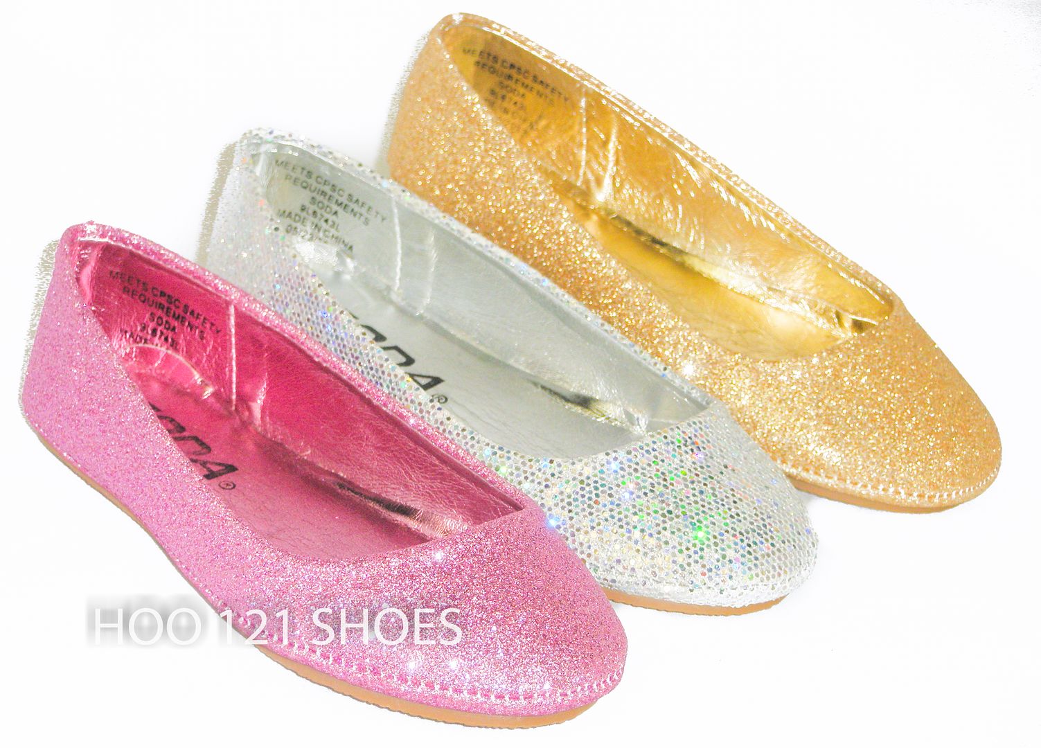 Fabulous Girls Kids Glitter Ballet Flats Casual Pageant Dress Shoes