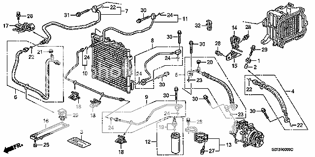 96 00 Civic A C Hose Line Air Conditioning EX DX SI