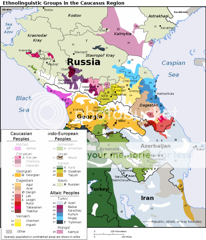 Карта стран кавказа на русском языке